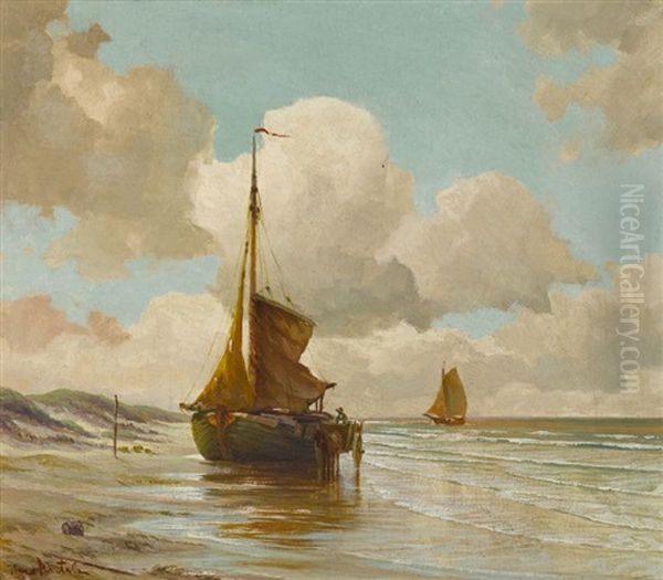 Fischerboot Am Strand Oil Painting by Hans Von Bartels