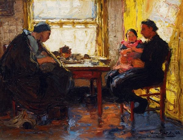 Tea Hour Oil Painting by Hans Von Bartels