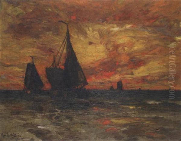 Schiffe Auf See Oil Painting by Hans Von Bartels