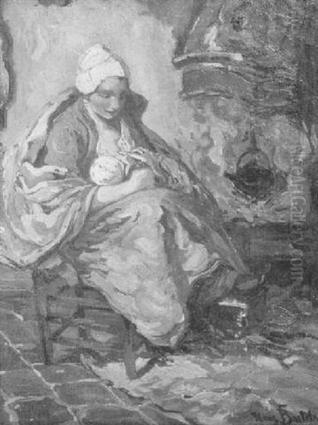 Wetnurse And Child Near Hearth by Hans Von Bartels