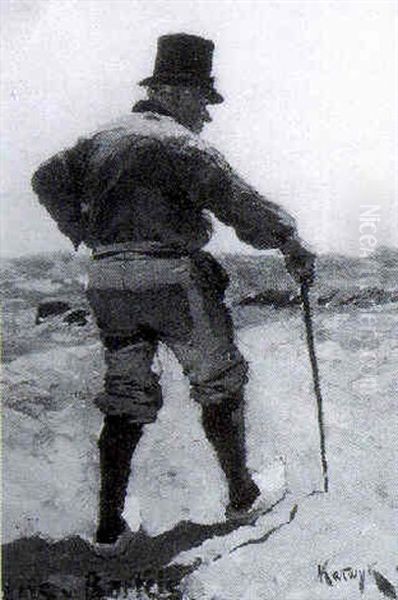 A Man In The Dunes Of Katwijk Oil Painting by Hans Von Bartels