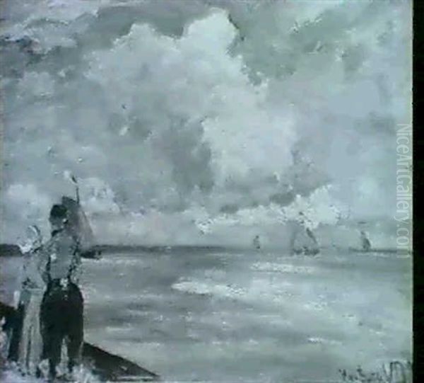 Hollandisches Paar Am Strand Oil Painting by Hans Von Bartels