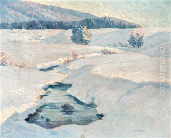 Winter Landscape Oil Painting by Karl Bartels