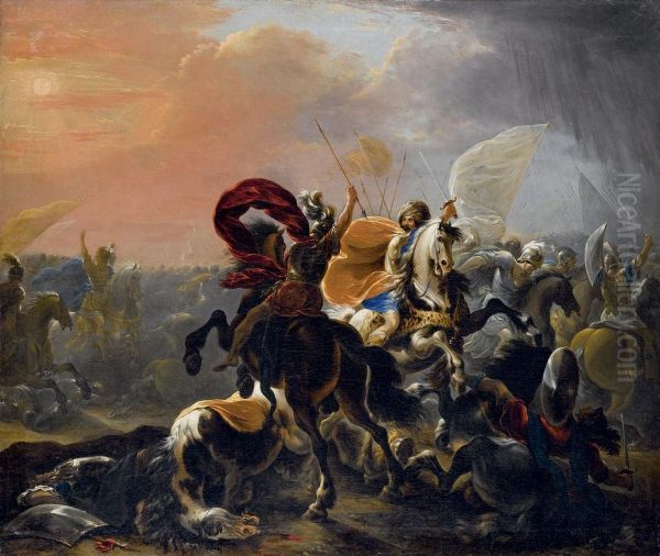 Battaglia Tra Cavalieri Turchi E Cristiani Oil Painting by Vincent Adriaenssen