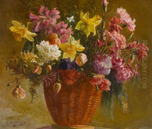 Blumenstillleben Mit Nelken Und Osterglocken Oil Painting by Enrico Bartezago