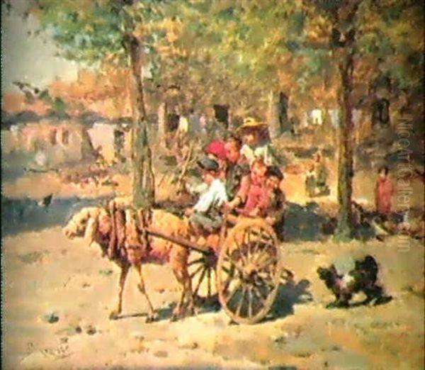 The Wagon Ride Oil Painting by Ernesto Bartezago