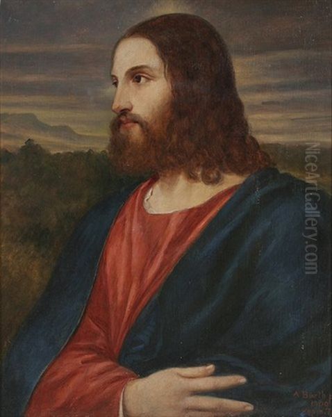 Jesus (after Tiziano Veccellio) Oil Painting by Anna Barth