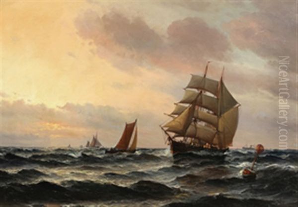 Brigg For Fulle Seil Oil Painting by Carl Wilhelm Boeckman Barth