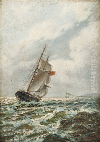 Marine Oil Painting by Carl Wilhelm Boeckman Barth