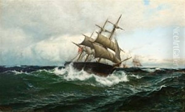 Seilskute Oil Painting by Carl Wilhelm Boeckman Barth