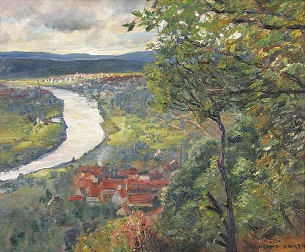 Blick Auf Klingenberg Am Main Oil Painting by Ferdinand Barth