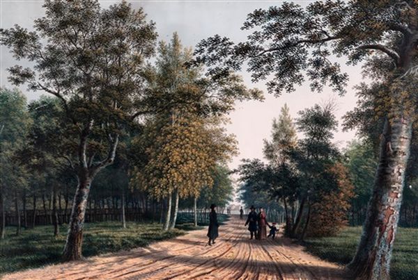 On A Stroll Oil Painting by Johann Wilhelm Gottfried Barth