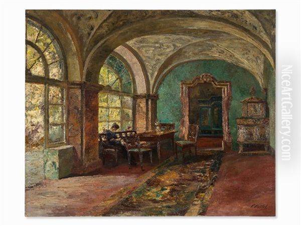 Interior With Lady Oil Painting by Paul Barthel