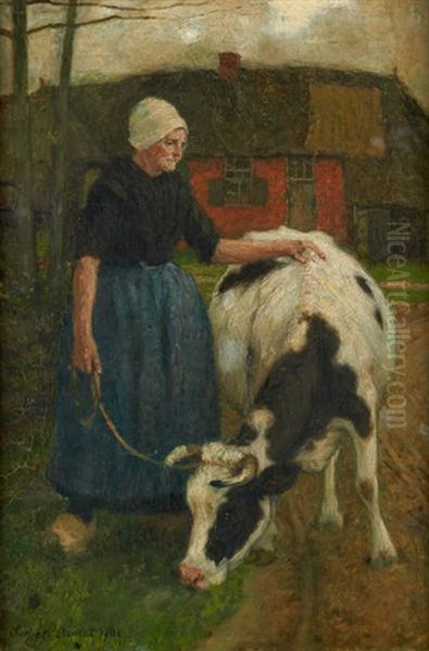 Fermiere Et Sa Vache Oil Painting by Charles William Bartlett