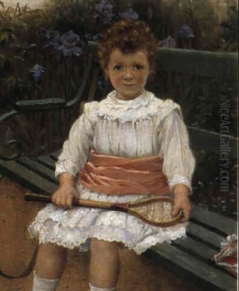 Young Badminton Player Oil Painting by Charles William Bartlett