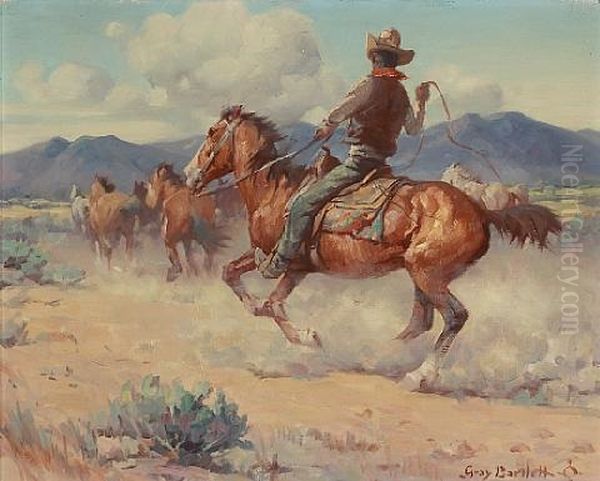 Herding Horses On The Range by Gray Phineas Bartlett