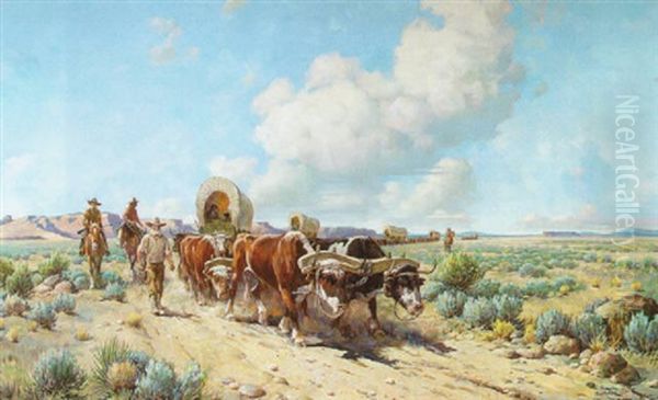 Wagon Train Oil Painting by Gray Phineas Bartlett