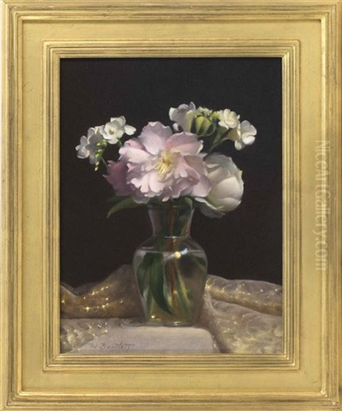 Peonies In Freesia Oil Painting by William H. Bartlett