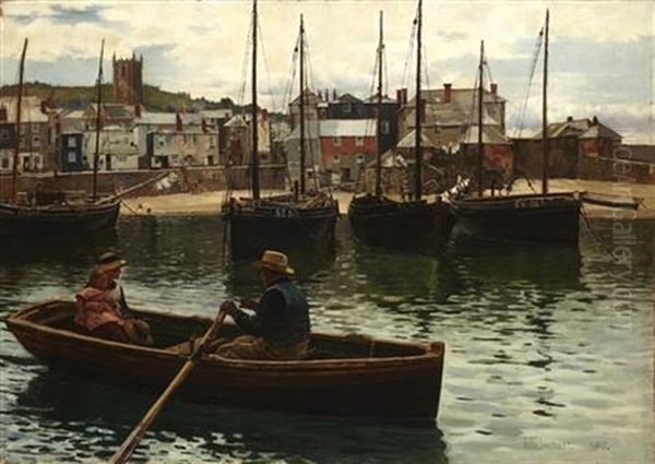 The Ferryman, St. Ives Oil Painting by William H. Bartlett