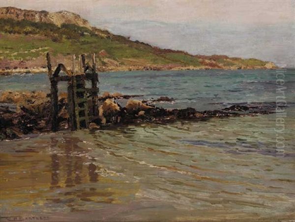 Coastal Scene From Carrageenan Drying Rack Oil Painting by William H. Bartlett