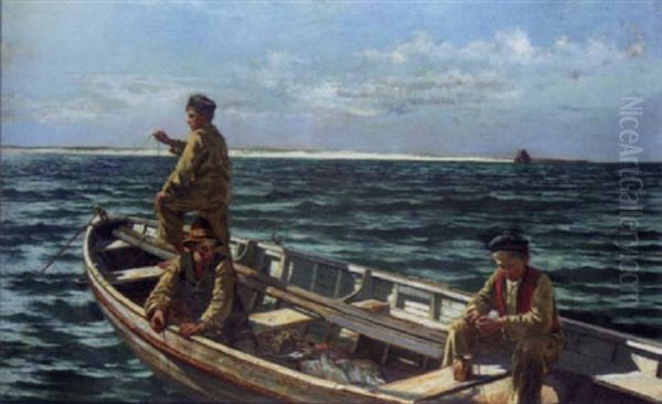 Fishing Off The Coast Of Ireland Oil Painting by William H. Bartlett