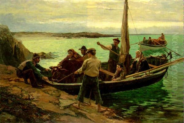 Coming Ashore, Connemara Oil Painting by William H. Bartlett