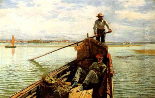 Venetian Fishermen Oil Painting by William H. Bartlett