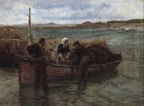 Unloading Wrack For The Crops Oil Painting by William H. Bartlett