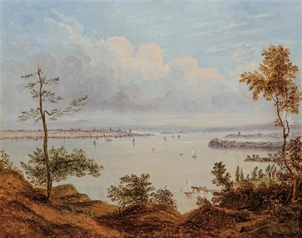 New York From Weehawken, New Jersey, 1846 Oil Painting by William Henry Bartlett