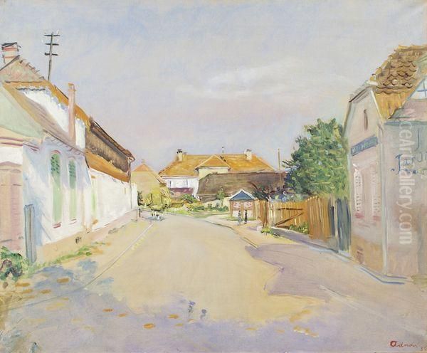 Rue De Village Animee Oil Painting by Lucien Adrion