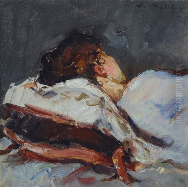 Ragazza Che Dorme Oil Painting by Giovanni Bartolena