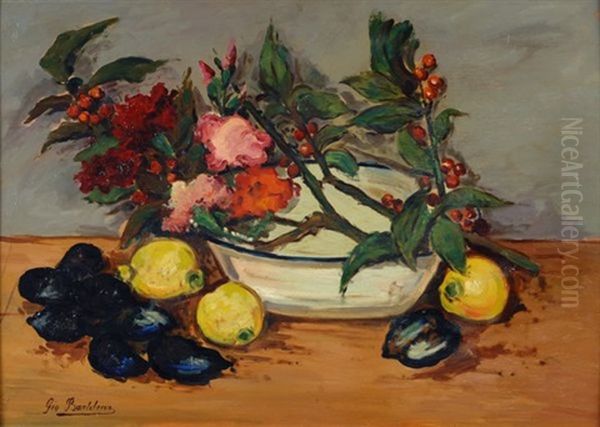 Catinella Con Fiori Oil Painting by Giovanni Bartolena