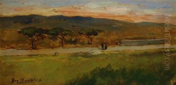 Paesaggio A Campolecciano Oil Painting by Giovanni Bartolena