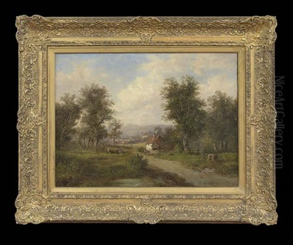 Village Scene Oil Painting by Giovanni Bartolena