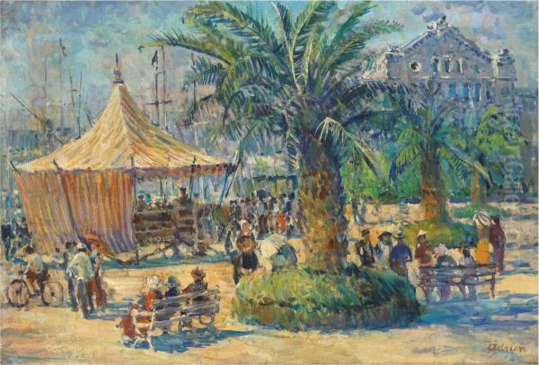 Vue De Cannes Oil Painting by Lucien Adrion