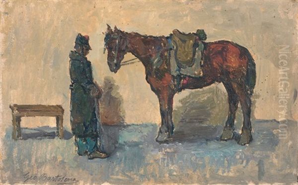 Cavallo Con Soldato Oil Painting by Giovanni Bartolena