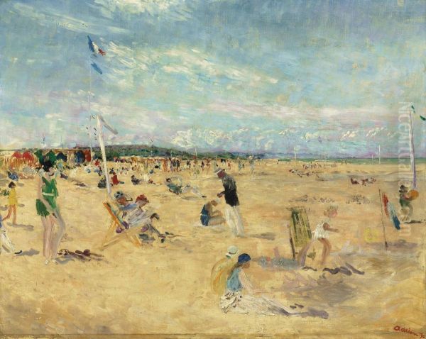 Sur La Plage Oil Painting by Lucien Adrion