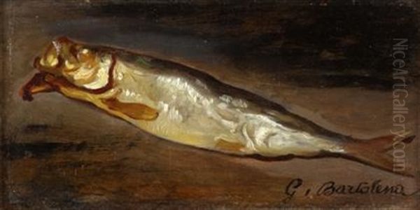 Still Life Of A Fish Oil Painting by Giovanni Bartolena