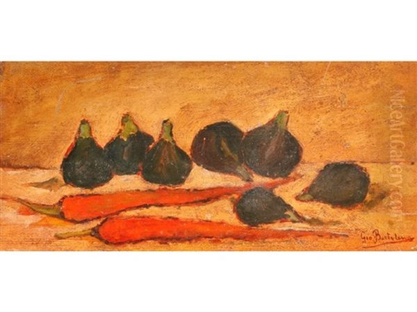 A Still Life Study Of Figs And Carrots Oil Painting by Giovanni Bartolena