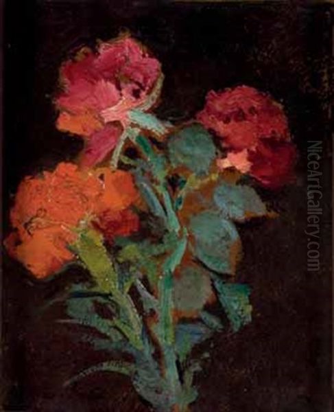 Rose Oil Painting by Giovanni Bartolena