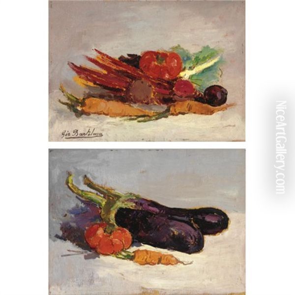 Nature Morte (pair) Oil Painting by Giovanni Bartolena