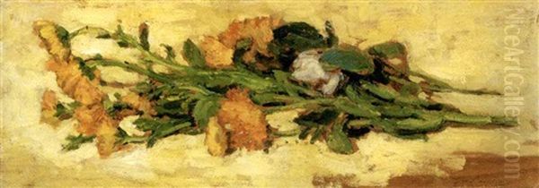 Natura Morta Con Fiori Oil Painting by Giovanni Bartolena