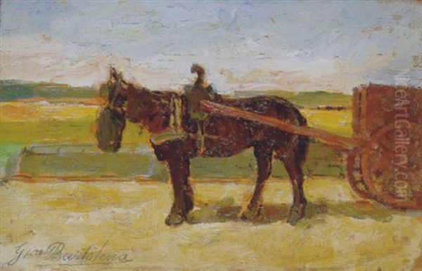 Cavallo E Caretto Oil Painting by Giovanni Bartolena