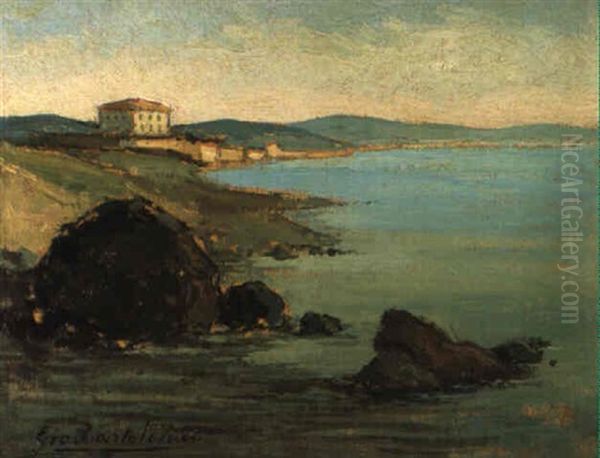 Riviera Livornese (marina Di Antignano) Oil Painting by Giovanni Bartolena