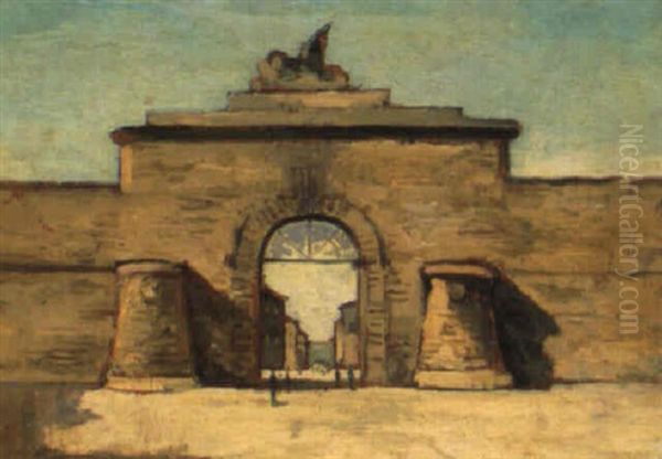 Porta San Marco A Livorno Oil Painting by Giovanni Bartolena