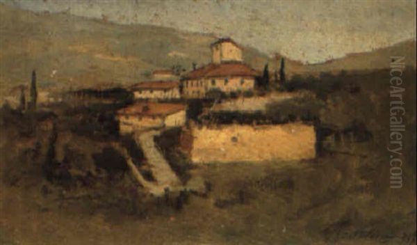 Paesaggio Collinare Oil Painting by Giovanni Bartolena