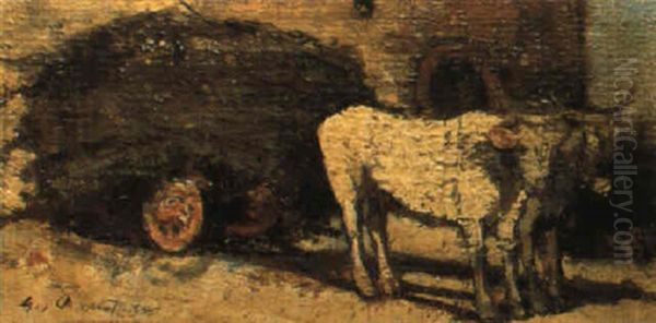 Buoi Al Carro Oil Painting by Giovanni Bartolena