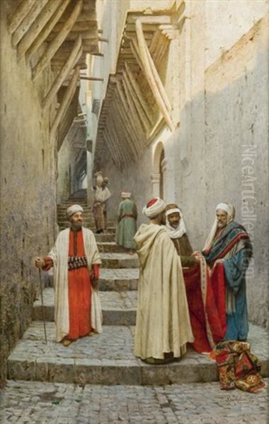 Marchands De Tapis De La Kasbah Oil Painting by Filippo Bartolini