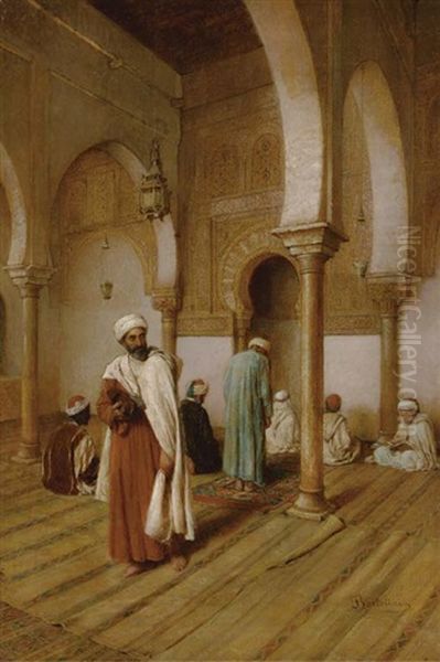 Men Praying In A Mosque Oil Painting by Filippo Bartolini