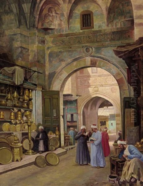 Im Souk Von Kairo (?) Oil Painting by Filippo Bartolini